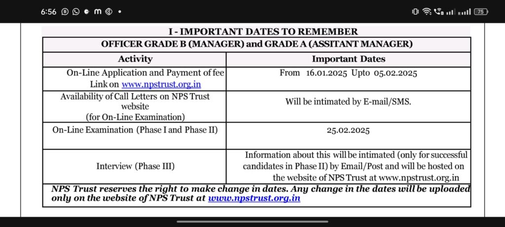 Nation Pension System Grade - A & B Notification 2025