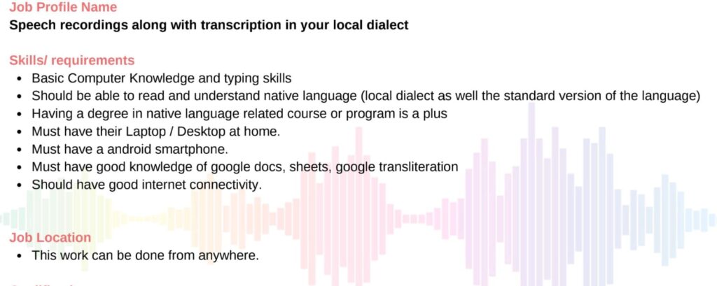 Speech Recognition Work From Home Apply online